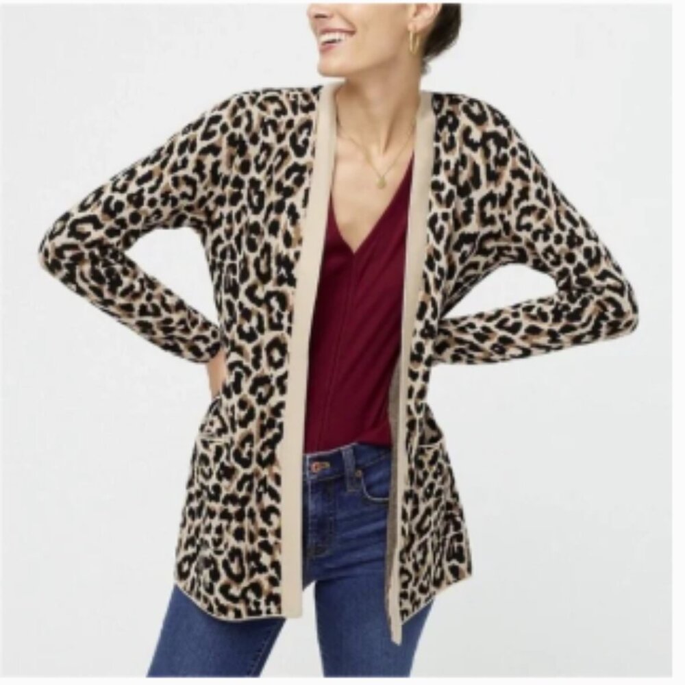 J. Crew Women's Leopard Print Open Cardigan - Size Medium